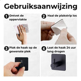 AKSA Home® Handdoekhaakjes Zelfklevend Vierkant 4 stuks - Handdoekhouder Zwart - Wandhaak - Haken - Ophanghaken