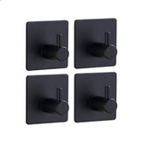 AKSA Home® Handdoekhaakjes Zelfklevend Vierkant 4 stuks - Handdoekhouder Zwart - Wandhaak - Haken - Ophanghaken
