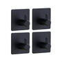 AKSA Home® Handdoekhaakjes Zelfklevend Vierkant 4 stuks - Handdoekhouder Zwart - Wandhaak - Haken - Ophanghaken
