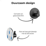 AKSA Home® Handdoekhaakjes Zelfklevend Rond 4 stuks - Handdoekhouder Zwart - Wandhaak - Haken - Ophanghaken