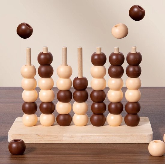 DMG Supply Houten Spelset - Boter Kaas en Eieren - Vier op een Rij 3D - 2 Spellen - 2 Spelers - Vanaf 3 Jaar