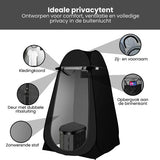 Pop-up Douchetent & Toilet Tent – Camping Douchetent met Opvouwbaar Toilet – Privacy Tent Camping, Festival & Strand – Inclusief Draagtas, Grondpinnen en Scheerlijnen – 190 cm Hoog – Zwart