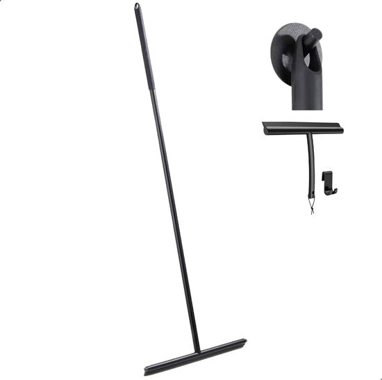 AKSA Home® Vloertrekker met Raamwisser - Douchewisser - Trekker Douche - RVS Vloerwisser - met Steel - Zwart