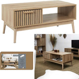 Salontafel Klaus Houten salontafel met panelen - 43x100x50 cm - Bruin
