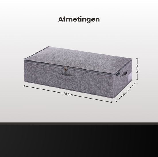 Bed Organizer met verharde bodem - 2 stuks - Ruime Opbergzakken voor Kleding en Dekbedden - Grijs - Opbergtassen voor onder je Bed