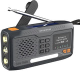 NovaWare® Noodradio Solar Opwindbaar - Powerbank Zonneenergie met 4500mAh - DAB+-FM - Noodpakket - Bluetooth speaker - Draagbare Radio – Oplaadbaar & Op Batterijen - Grijs