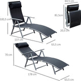 4goodz Comfortabele Zonnebed 7-standen - Textileen ligstoel - Zwart