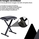 Pianokruk Verstelbaar - Zwart - In 3 Hoogtes verstelbaar - Pianokrukje Inklapbaar - Keyboard Kruk