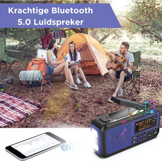Noodradio Solar Opwindbaar - Powerbank Zonneenergie met - Noodpakket - Draagbare Radio