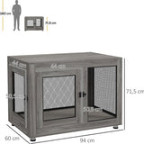 Binnen Bench voor grote honden - Hondenhok Binnen - 60x94x71 cm - Grijs