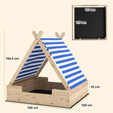 Zandbak met Weerbestendig Tentdak, voor 3 Kinderen 120x120x126,5 cm