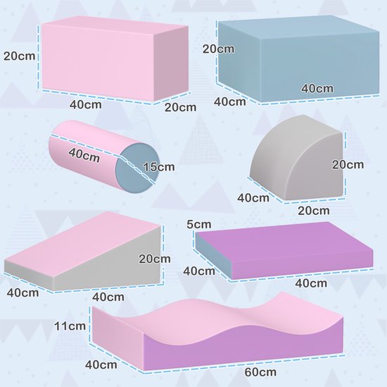 Schuimbouwstenen voor kinderen - Foamblokken Set van 7 stuks