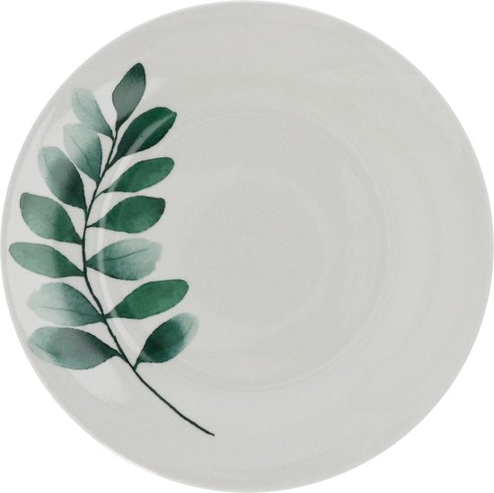 Servies Porselein 6 persoons set 18 delig Vegetal - Wit/Groen