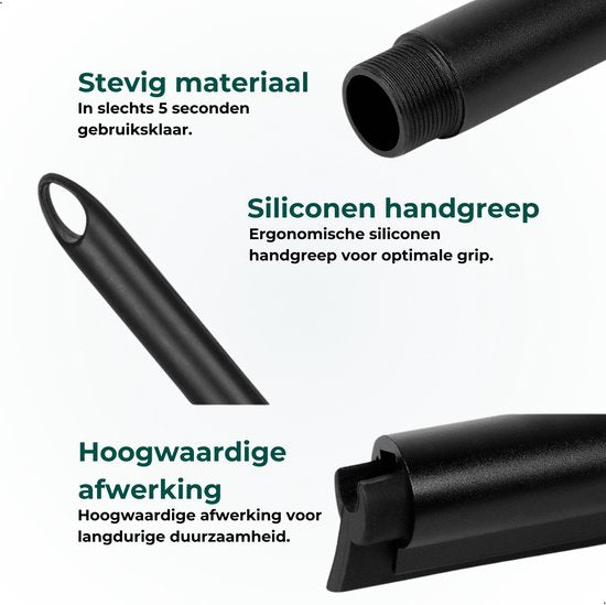 AKSA Home® Vloertrekker met Raamwisser - Douchewisser - Trekker Douche - RVS Vloerwisser - met Steel - Zwart