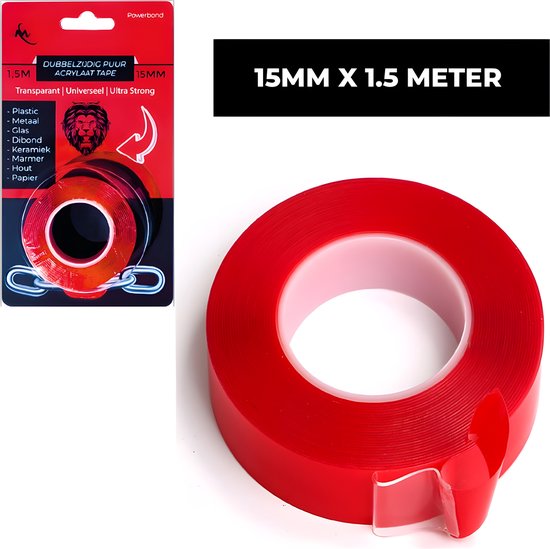 24ME® Montagetape - Dubbelzijdig Tape 1.5 Meter - Transparant - Binnen & Buiten Oplossingen - Nano Tape