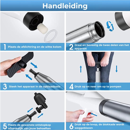 AKSA Home® WC Ontstopper - Gootsteenontstopper - Toilet Ontstopper - Ontstoppingsveer - Rioolontstopper - Wit