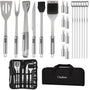 Chefino BBQ Accessoires Set – 21-delig BBQ Pakket – Compleet RVS Barbecue Accessoires met Draagtas – Roestvrijstaal Kamado Accessoires