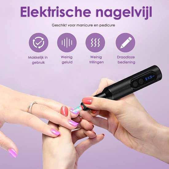 Vesfy Nagelfrees met 12 Nagelvijl Bitjes - Incl. 36 Schuurrolletjes - Pedicureset Professioneel - Nagelvijl Electrisch - Nagellak