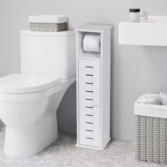 Toiletrolhouder met toiletroldispenser Santorini - 18x18x75 cm - Wit