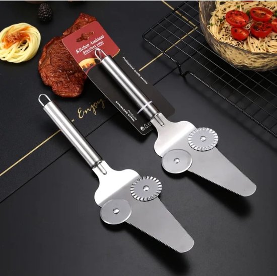Pizzames 2 stuks - Pizzasnijder - Taart snijden - BBQ - Keuken - Multifunctioneel - Vaatwasser bestendig - RVS - Taartmes - Taartschep - Pizza Snijder - Pizza Mes - Pizza Roller - Pizza - Deegsnijder - Pizzasnijder - Professioneel