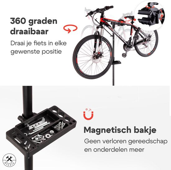 4toolz® Stevige Fiets Reparatiestandaard - 30kg max - Zwart
