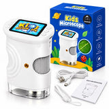 Digitale Microscoop voor Kinderen – Handmicroscoop met Kleurenscherm – Foto & Video – LED-Verlichting – Oplaadbaar via USB-C – Compact & Draagbaar – Wit