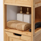 4goodz Bamboe Badkamerkast 2 lades en plank 30x30x90 cm - Bruin