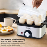 Chefino Eierkoker – Elektrisch – 8 Eieren – RVS – BPA-vrij – Timer & Automatische Uitschakeling – Inclusief Maatbeker met Eierprikker & Pochéerschaal – Anti-oververhitting – Zilver-Zwart