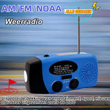 NovaWare Noodradio Solar Opwindbaar - Powerbank Zonneenergie met 5000mAh - FM-AM - Noodpakket - Draagbare Radio – Batterij - Blauw