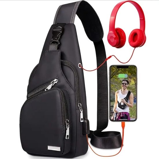 Sasemy - Borsttas Sling Bag Voor Heren - Sling Bag - 3 rits-vakken - Dames - Heren - Grijs #7 - 30 x 16 x 6 - Slingbag - Sbag - Schoudertas - Rugzak - Crossbody bag - Vaderdag Cadeau - Verjaardag Cadeau - Sinterklaas Cadeau - Kerst Cadeau