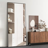 Vloerspiegel Rechthoek- 165 x 61 cm - Zwart - Passpiegel met Standaard Grote Wandspiegel - Hangende Spiegel - Staande Spiegel - Passpiegel Staand