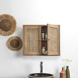 Hangkastje Bali Rattan - Wand Badkamerkast Hangend met Rattan - Bruin