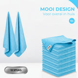 Kymo Blauwe Microvezeldoekjes - 12 Stuks 30 x 30 cm - Wasbaar - Schoonmaakdoekjes - Schoonmaak Auto - Stoomreiniger - Tapijtreiniger