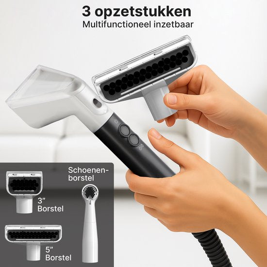 Tapijtreiniger PRO - Vlekkenreiniger - Stoomreiniger Stofzuiger - Bank Reiniger Machine - Zetelreiniger met Opzuig - Textielreiniger - Matras reiniger - Dieptereiniging met 100°C Stoom - 3 Opzetstukken - 2000W