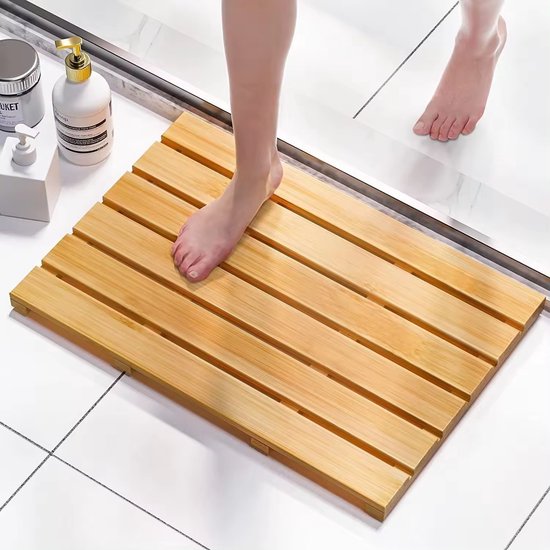 Badmat - Bamboe - Douchemat antislip - Voor in douche of bad - Houten - Douchemat - Badkamer mat - Saunamat