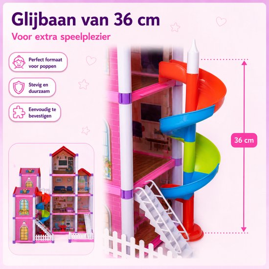 DMG Supply Groot Poppenhuis - Hoog - Meerdere Verdiepingen - Poppen - Meubels