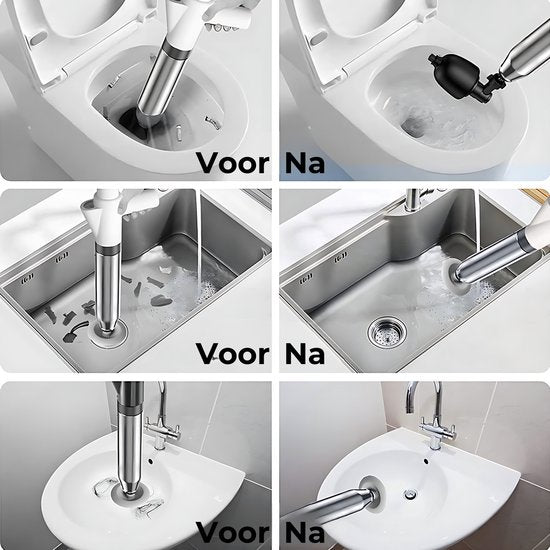AKSA Home® WC Ontstopper - Gootsteenontstopper - Toilet Ontstopper - Ontstoppingsveer - Rioolontstopper - Wit