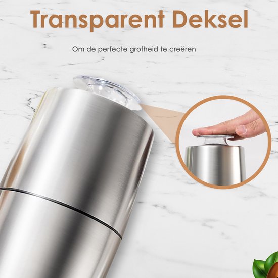 Elektrische Koffiemolen - 200W - 60g Capaciteit - Roestvrij Staal - Stil (45dB) - Koffiebonen, Noten & Specerijen