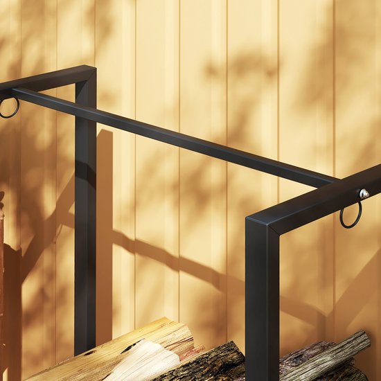 Haardhoutrek 123 cm Tot 200 kg - Houtopslag Staal - Zwart