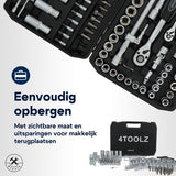 4toolz ® Doppenset 108-delig in Koffer - 72 tands Ratels 1/2