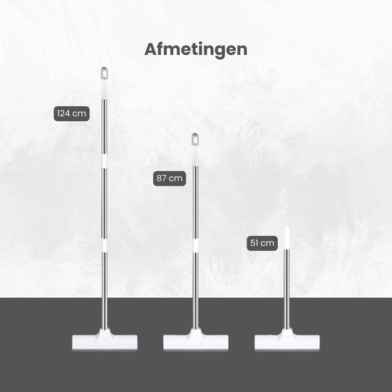 Schrobber 2 in 1 - Wit-Grijs - Douchetrekker - Schrobbezem - Trekker douche - Luiwagen - Trekker - Schuurborstel - Schrobborstel Met telescopische steel