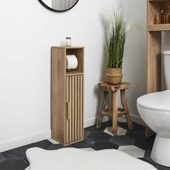 Toiletrolhouder met Reserverolhouder Klaus wc kastje staand Hout