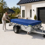 Aanhangwagen Afdekhoes - 258 x 138 x 5 cm - Blauw - Aanhangerzeil met Elastisch Koord - Waterafstotend - Aanhangwagnet