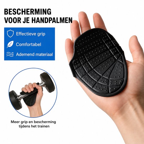 SparkNine Sparkgrip halterhandschoenen - rubber - antislip - volledige palm bescherming - flexibel - one size - zwart - fitness handschoen - grip lifting pads