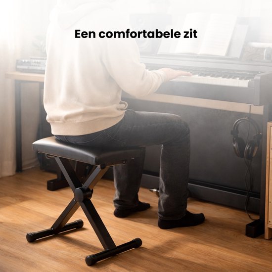 Pianokruk Verstelbaar - Zwart - In 3 Hoogtes verstelbaar - Pianokrukje Inklapbaar - Keyboard Kruk