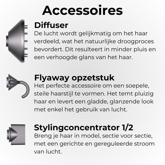 NOVIFY® Krachtige Fohn - Fohnborstel - Haardroger met 5 opzetstukken - Fohn met Diffuser - Ionentechnologie - 1600W - 2025