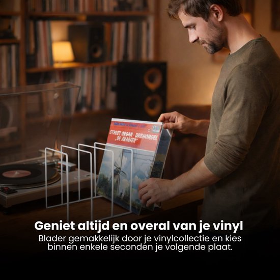 LP Opbergsysteem - Wit - Elpee Opbergrek - Platenrek van Metaal - Opbergrek LP - Vinyl OpbergSysteem - 50 tot 60 Platen - Bordenstandaard
