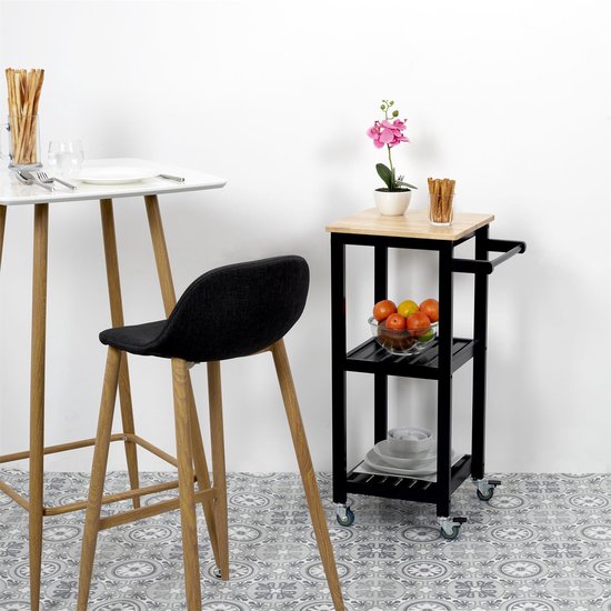 Home Deco Factory Keukentrolley – 2 Etages – Verrijdbaar - Zwart