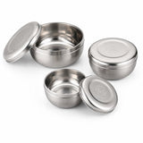 RVS Lunchbakjes Set met Deksel – 3 Delige Bewaarbakjes van RVS 304 – Herbruikbare Vershoudbakjes – Lunchbox Set – 170 ml, 320 ml & 420 ml