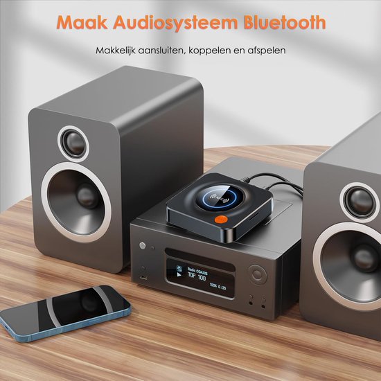 Vesfy Bluetooth Ontvanger - Bluetooth 5.1 Adapter - NFC - AUX & RCA - Voor Stereo, Speakers & Auto
